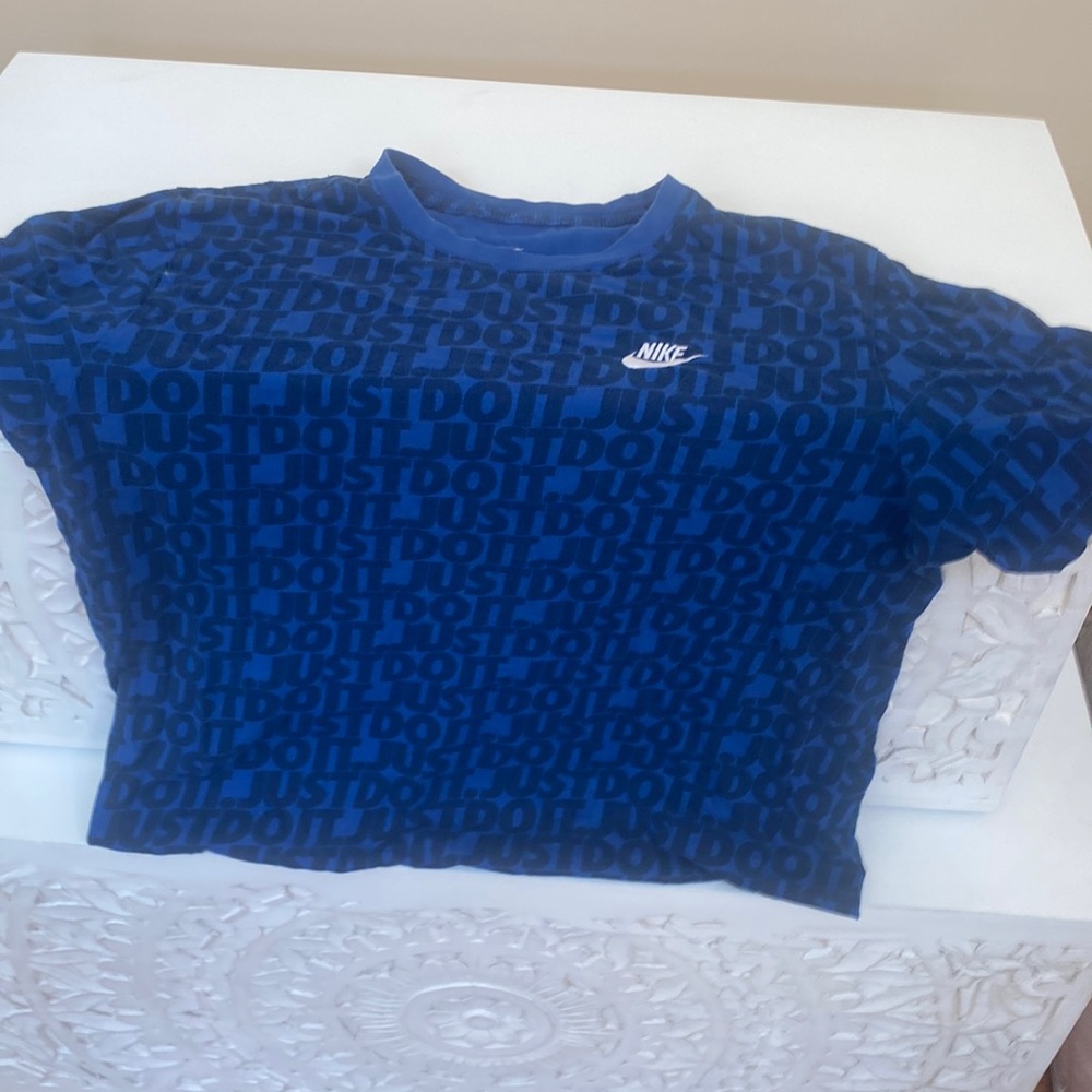 Blue Nike just do it, Size Large, Short sleeve slightly worn